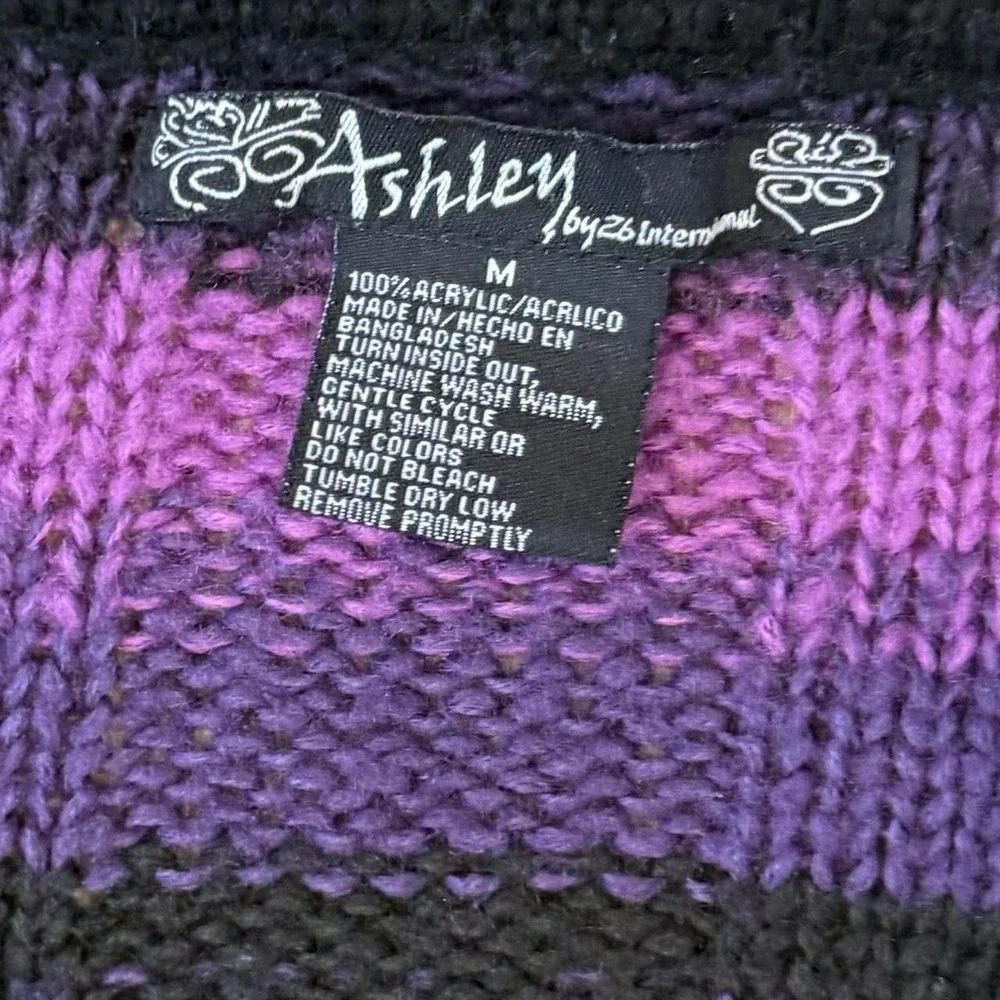 Vintage Ashley By 26 international Knit Striped Sweatshirt Women's Medium Y2K